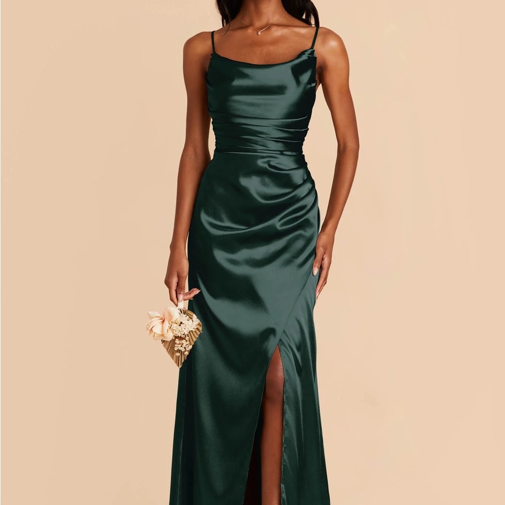 Birdy Grey Dark Green Satin Maxi Dress